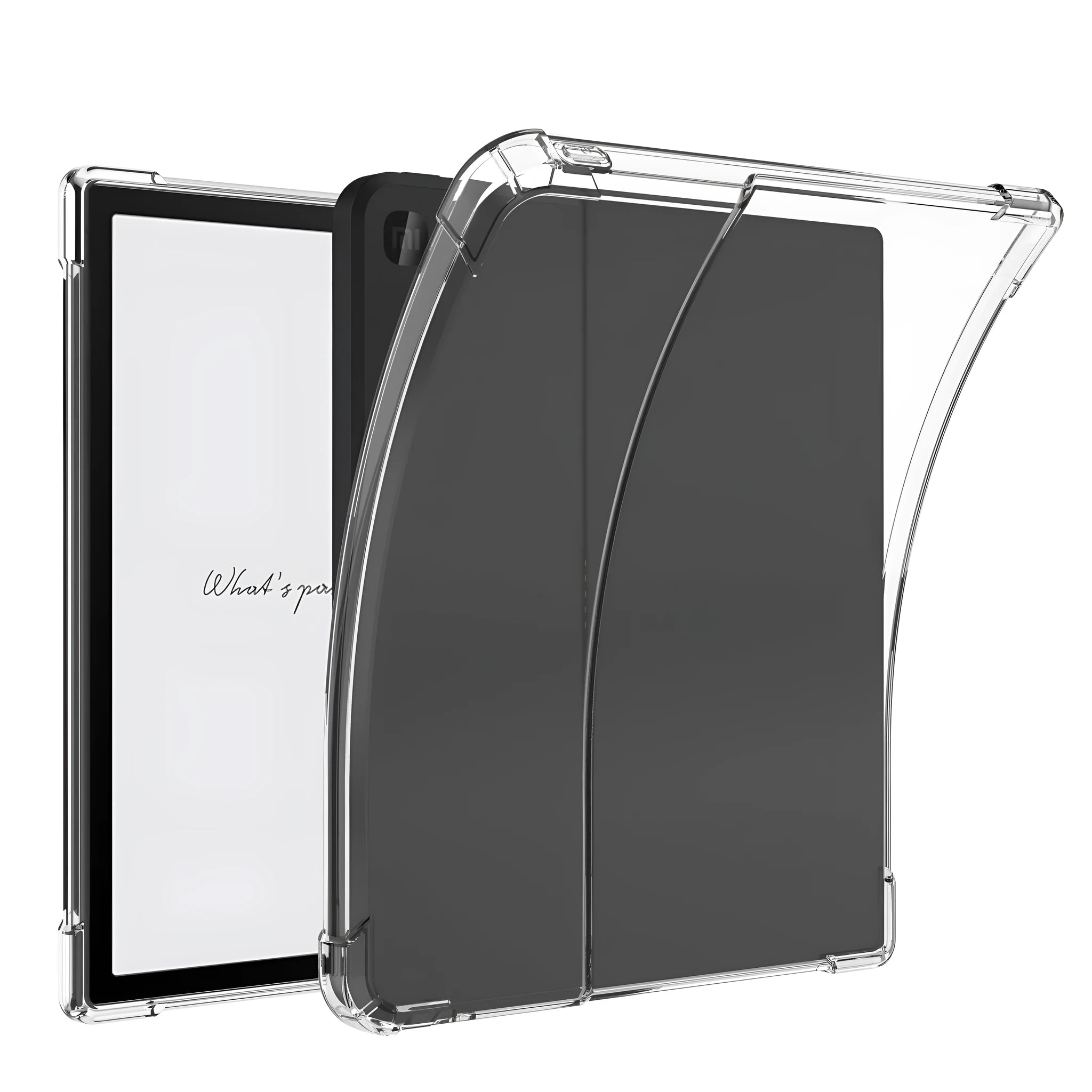 Transparent airbag protective phone case for 7-inch Xiaomi e-book reader showing TPU construction