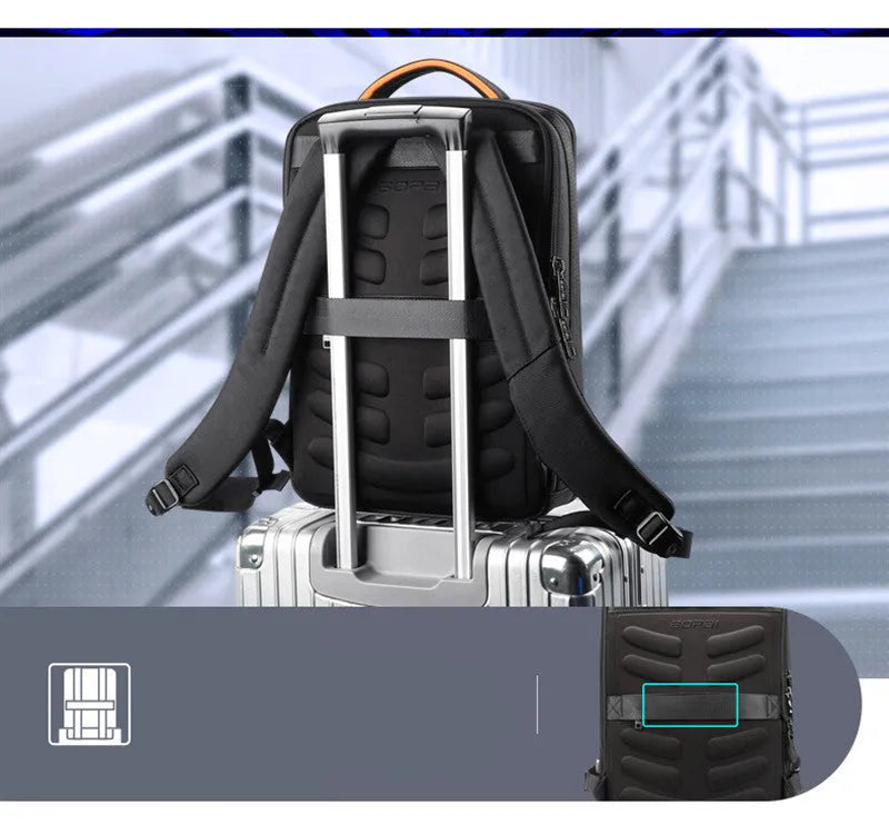 Men's anti-theft business computer backpack Oxford cloth black vertical square shape