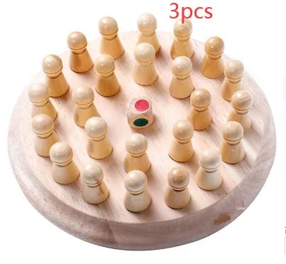 Children's beech wood Memory Chess game with white pieces on 17cm board for ages 3+