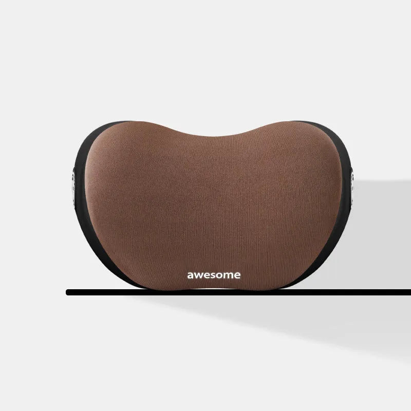 Automotive headrest and lumbar support pillow set in coordinated colours for car comfort