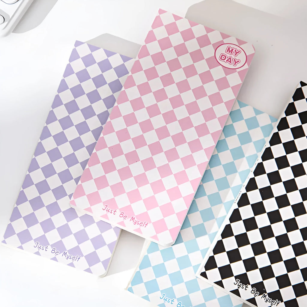 Ins style Japanese Korean cute notebook with checkerboard pattern cover and 100 sheets of Daolin paper