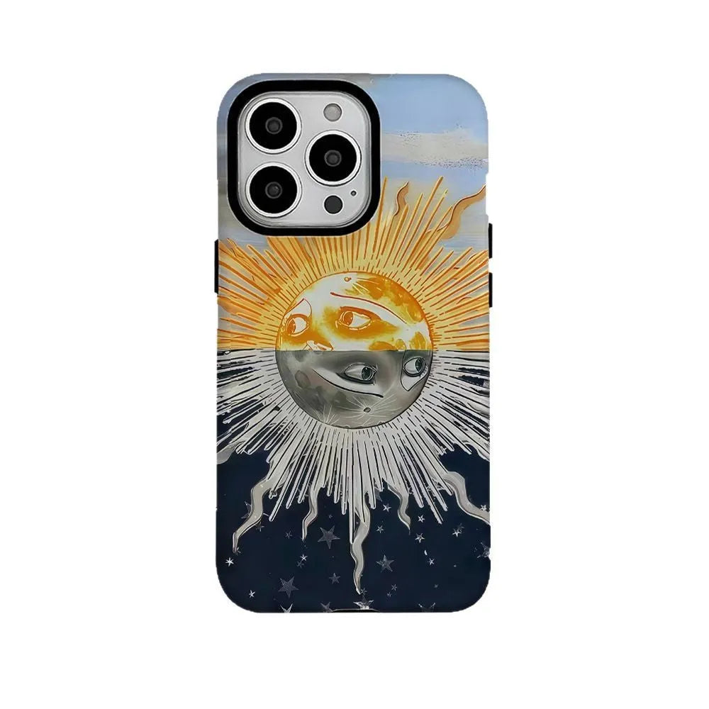 Magnetic two-in-one phone case for Apple 15 and 16 in Day and Night Sunshine colour with Feilin material