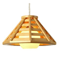 Modern minimalist bamboo woven woodcraft ceiling pendant lamp with LED light, 35cm wood colour