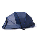 Folding pet tent for cats with half-mesh side panels, shown in blue colour