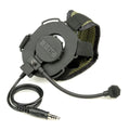 Outdoor field tactical 3-generation headset in nylon, head-mounted design, black colour