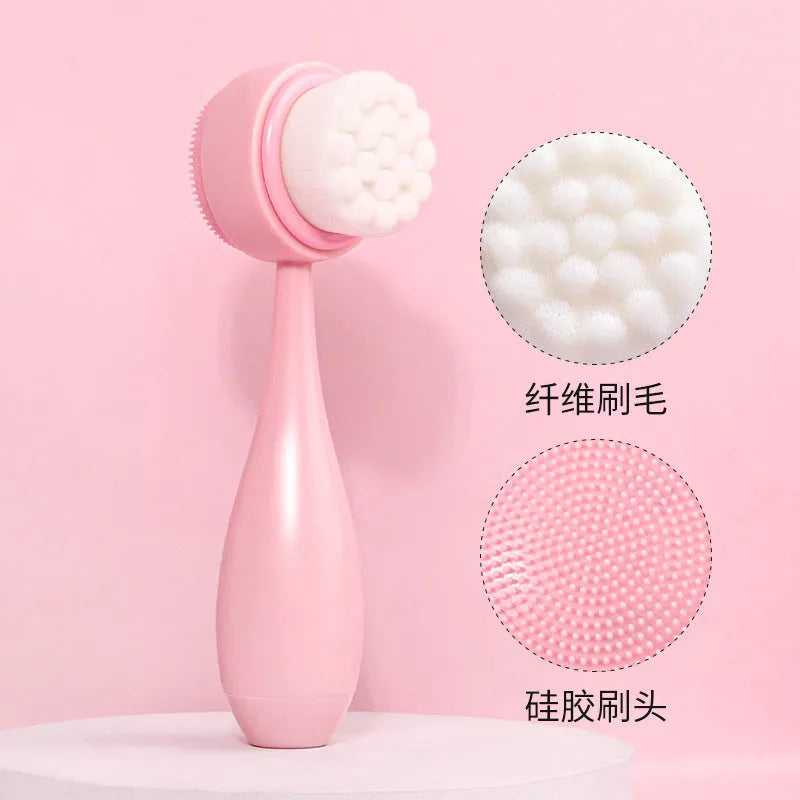 Coral fleece hair band facial brush set with face wash brush in multiple colour options