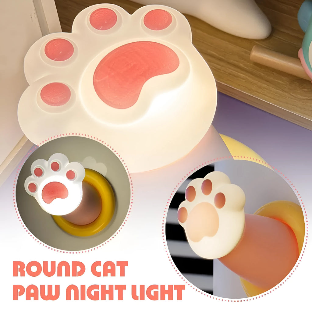 White cat paw shaped rechargeable touch lamp with dimmable brightness settings