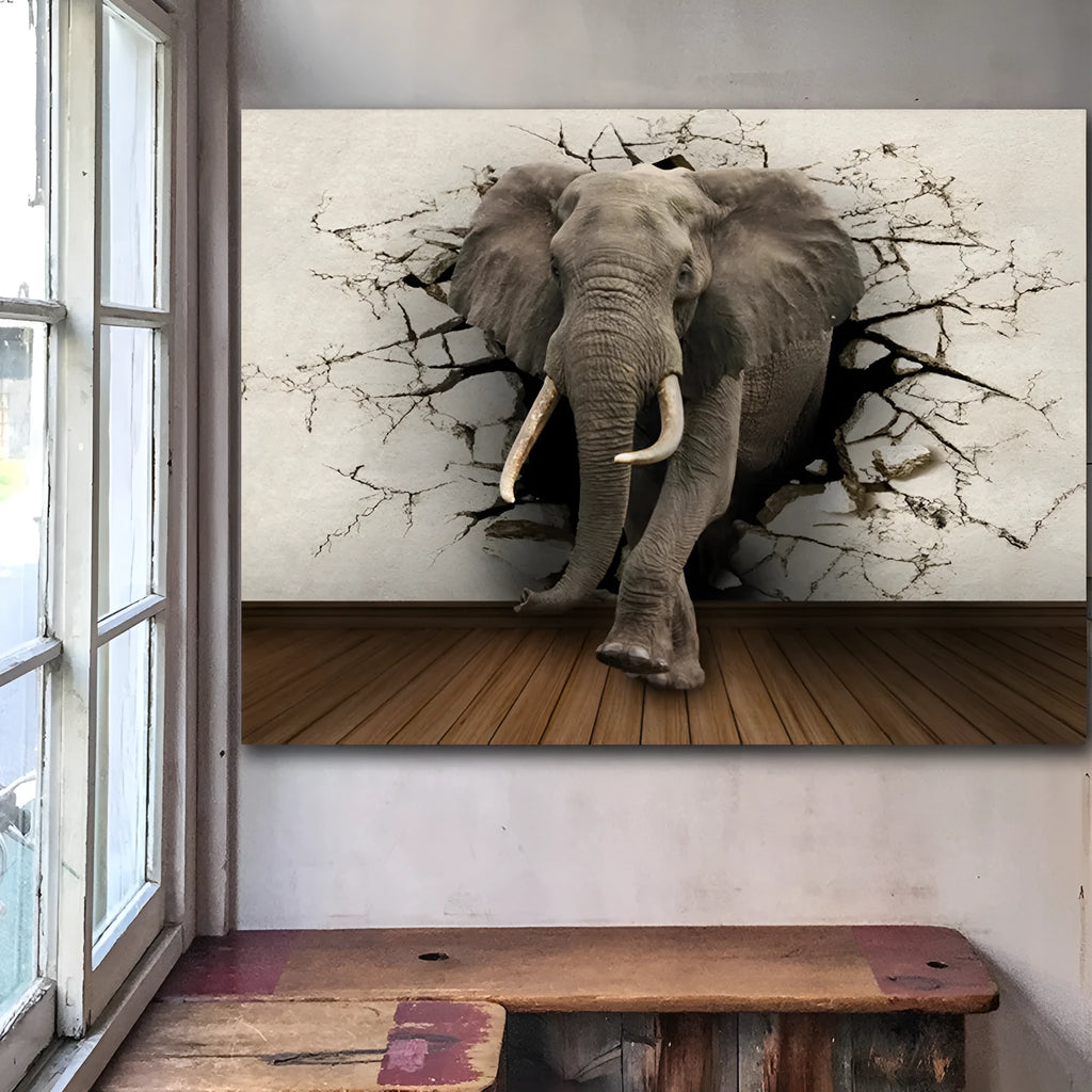 Creative home decor elephant canvas painting in grey oil on canvas