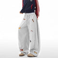 Lazy Sausage Dog embroidered machete sweatpants for men, loose fit, polyester, autumn, gray