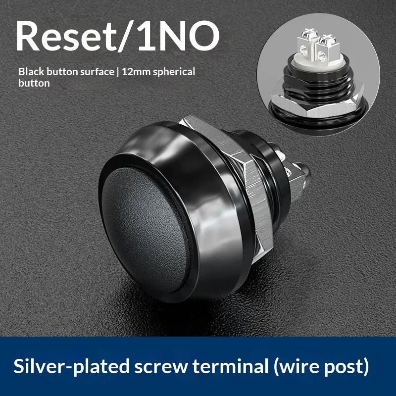 12mm red wave spherical handle self-resetting button with silver-plated contacts, waterproof, for electronic remote control
