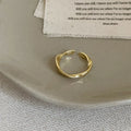 Irregular metal opening ring for women, copper with electroplated gold or silver finish, geometric shape
