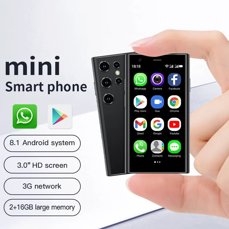 S23PRO XS15 mini smartphone in Black, Green, or Pink Purple colour with a 30cm screen and straight plate design.