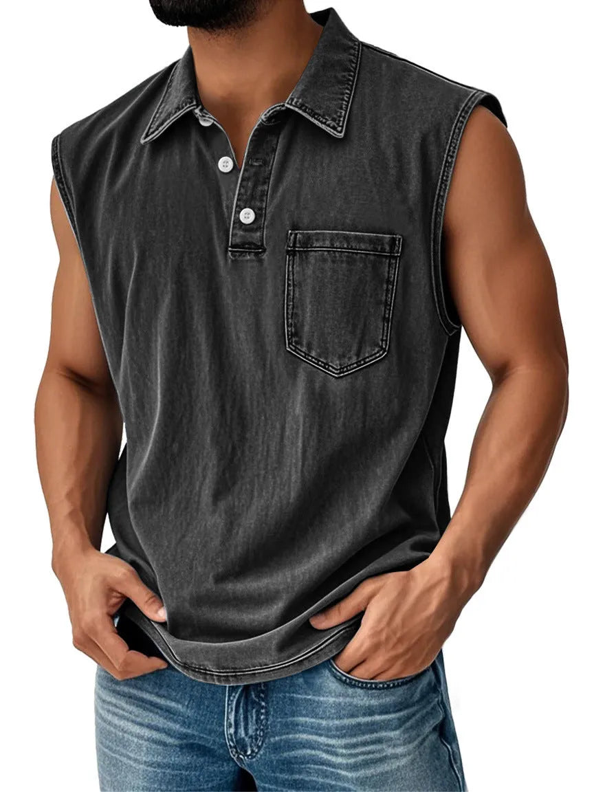 3D digital print men's button polo shirt short sleeve loose fit polyester casual top
