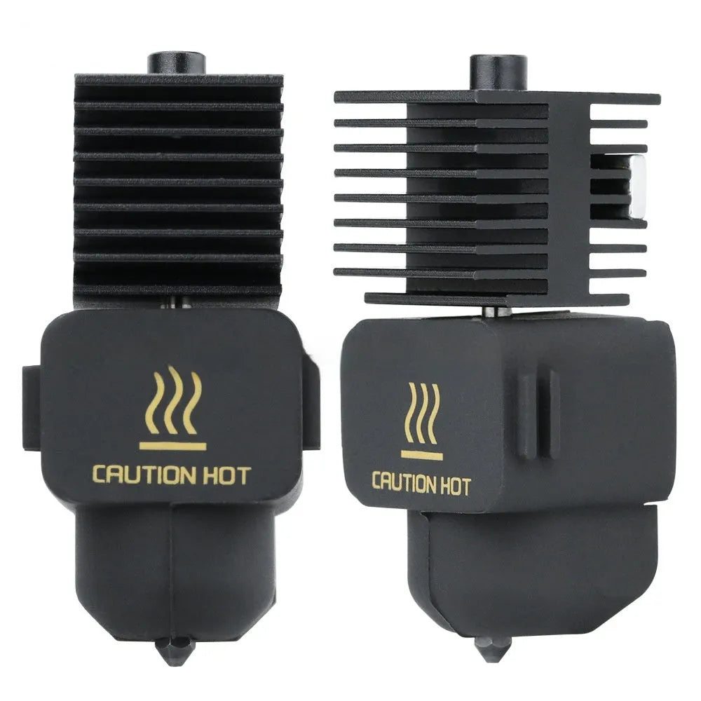 Hardened steel hot end and nozzle assembly for Bambu Lab A1 Mini 3D printer with silicone sleeve
