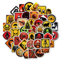 Waterproof motorcycle helmet stickers pack with warning slogans measuring 6-8cm