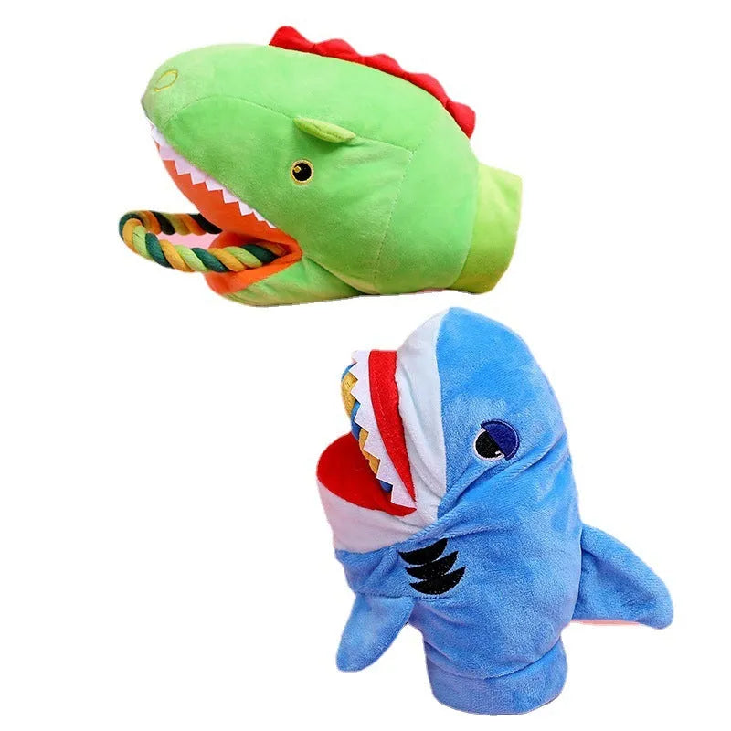 Plush monster shark dog toy in shark colour, soft stuffed animal for pets