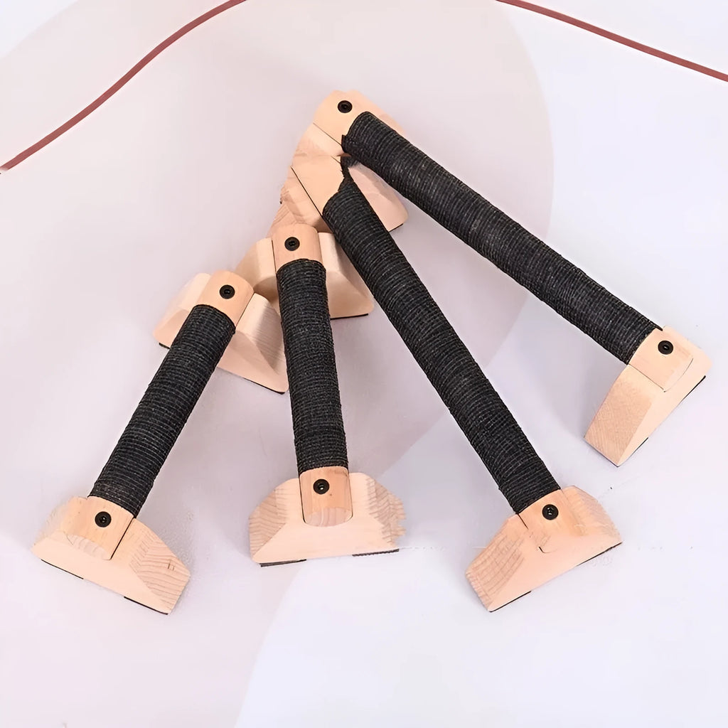 Two solid wood single parallel bars in rubber wood or beech wood, 20cm or 30cm, for home fitness.
