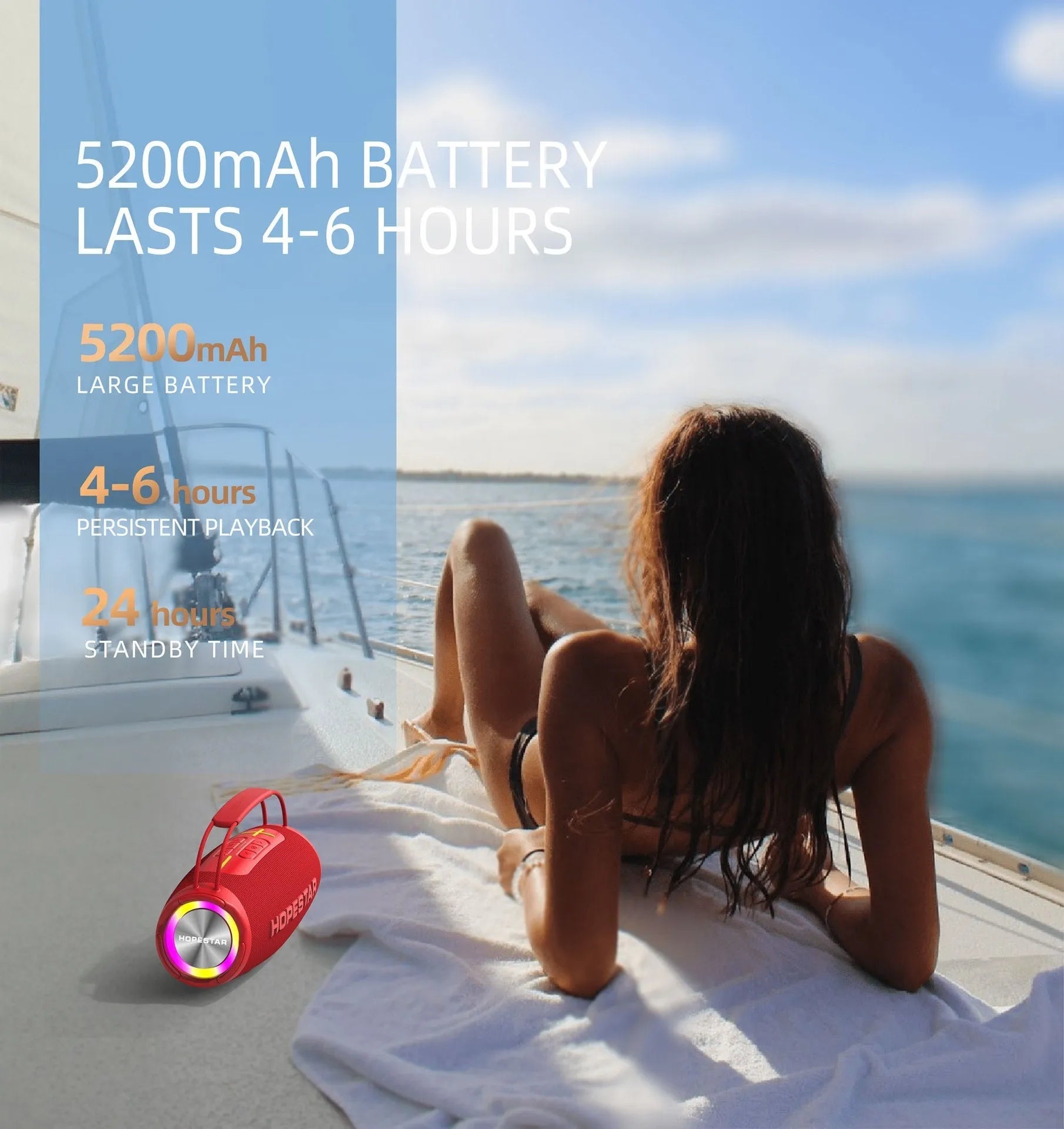 H53 waterproof wireless Bluetooth speaker in rugby style, 35W, 5200mAh, four colours