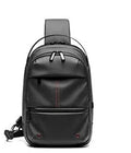 Men's waterproof crossbody bag in black Oxford cloth with zippered front and adjustable shoulder strap