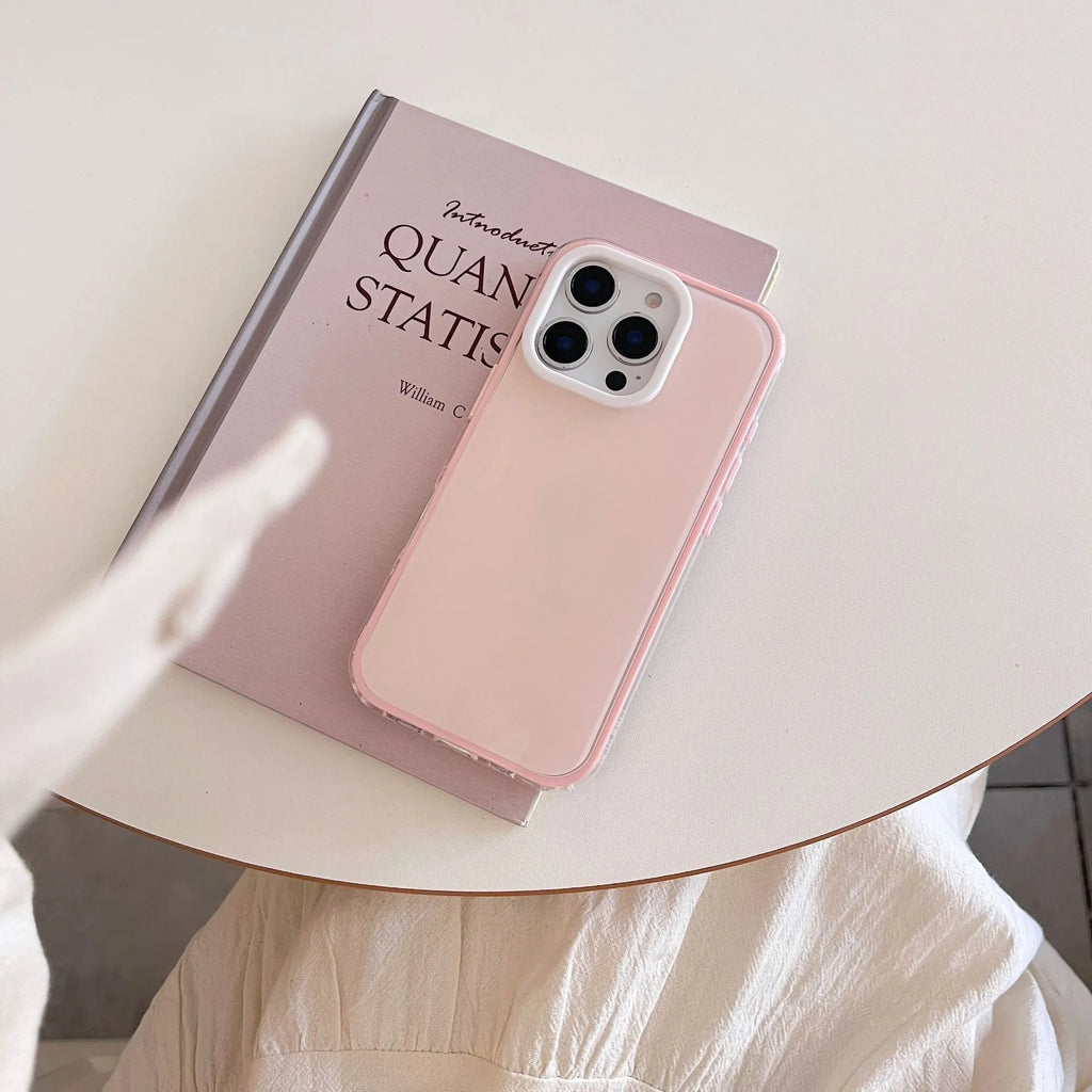 Transparent jelly solid colour TPU iPhone case in blue showing all-inclusive design