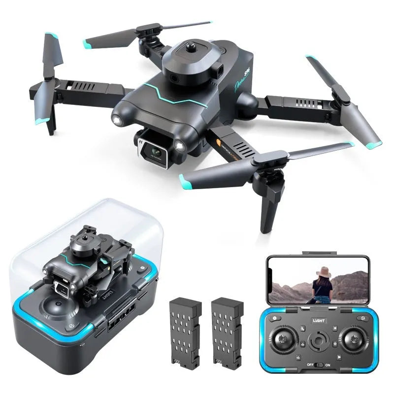 Black quadcopter drone with obstacle avoidance and 4K camera measuring under 30cm