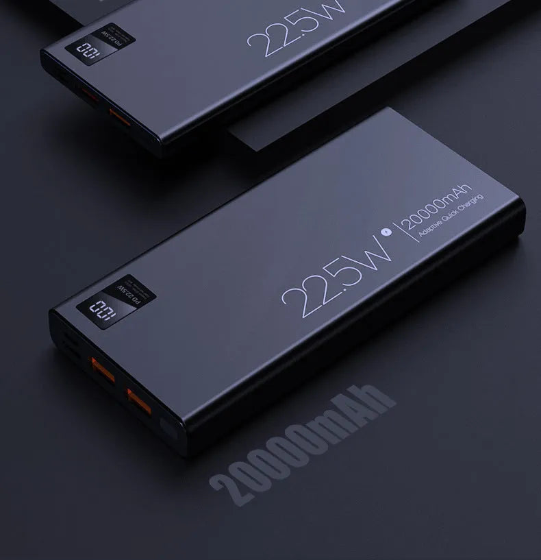 Two-way fast power bank in black or white, 10000mAh to 30000mAh, 152 x 68 x 15mm plastic body.
