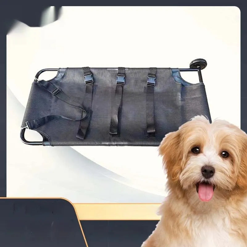 Large black aluminium alloy foldable pet stretcher for emergency dog transfer