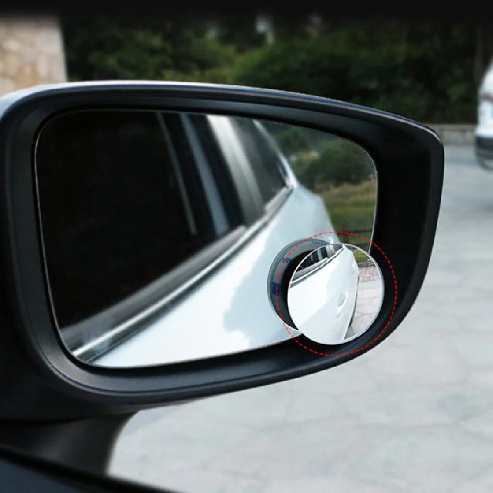 Silver 5cm convex blind spot mirror with adjustable bracket for car side mirror attachment