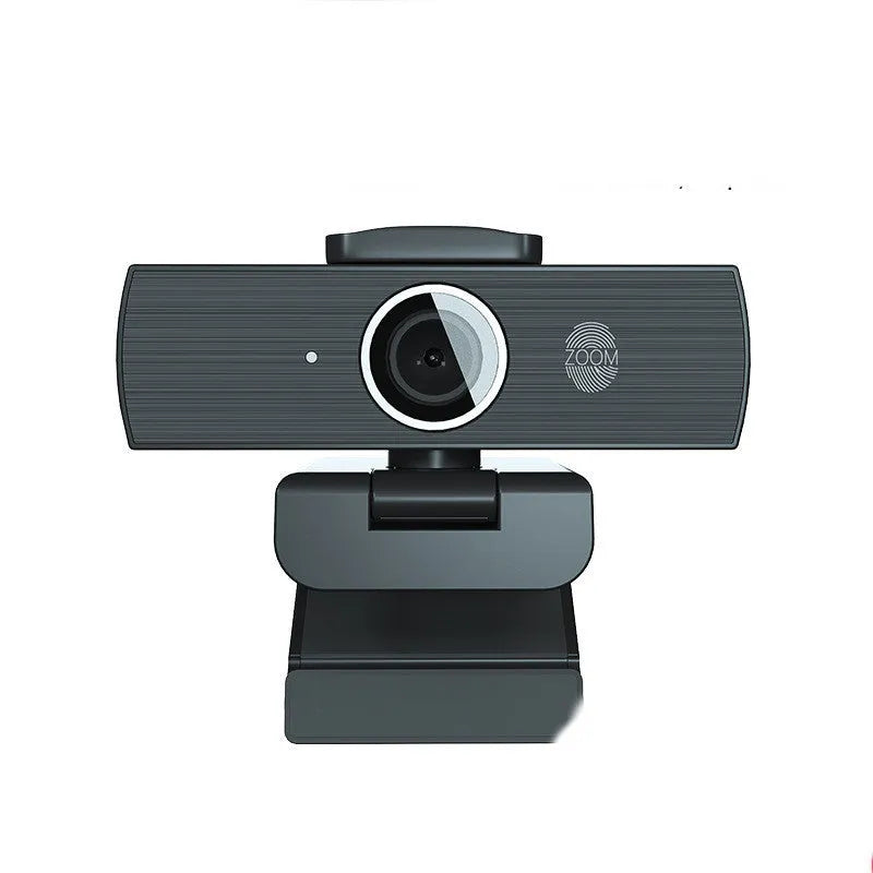 Black USB computer webcam with magnetic privacy cover for 4K video calling