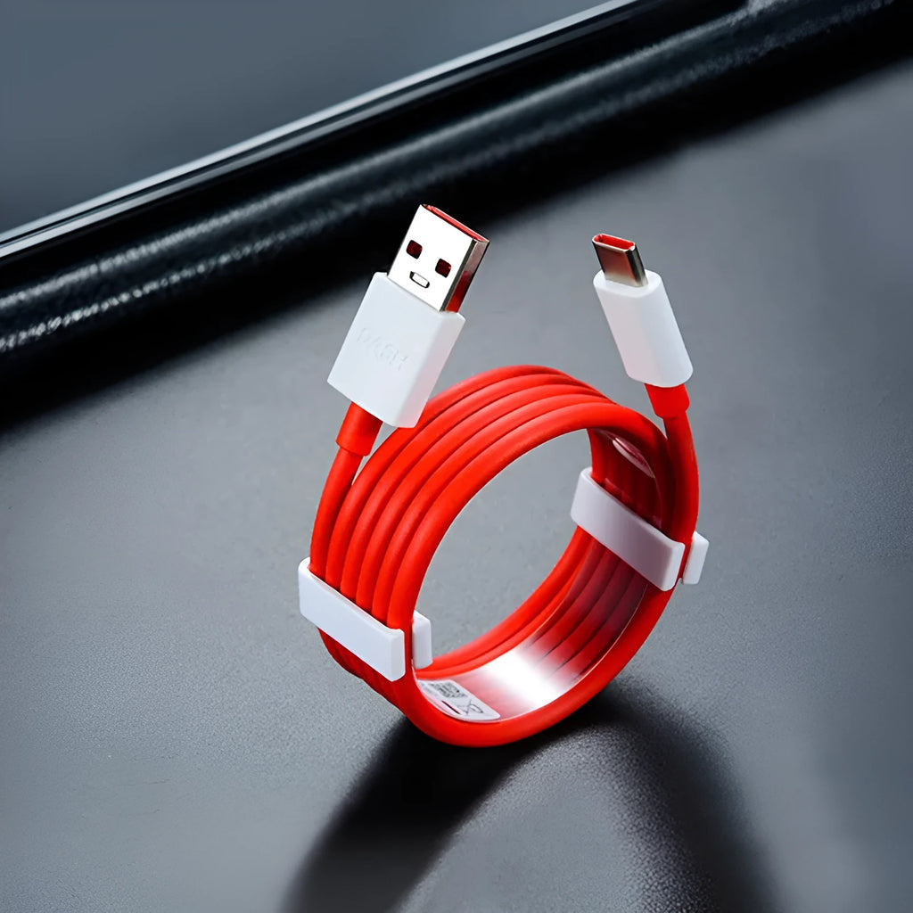 Red fast charging data cable for Universal 30w head compatible with 7pro 6 6T 7T