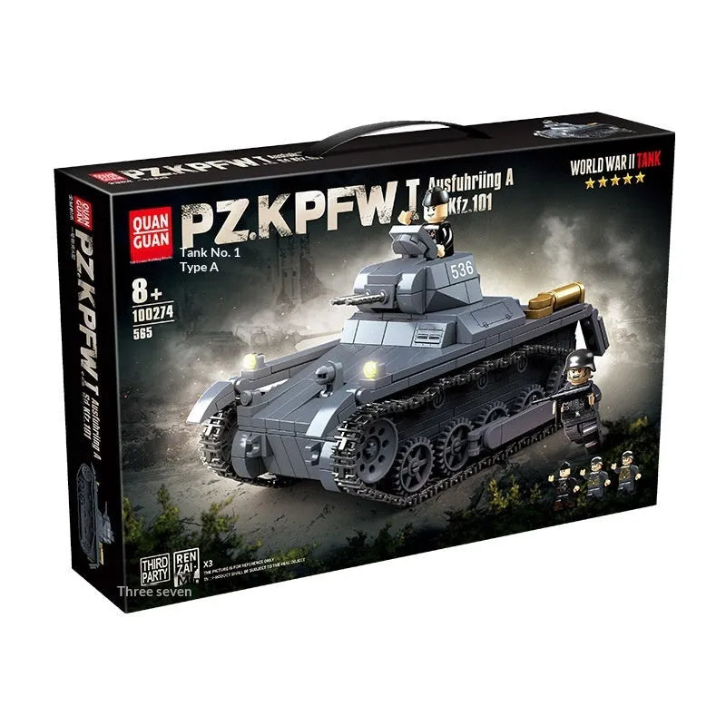 Building Block No.1 Panzer I Ausf A tank model assembly toy with small plastic blocks