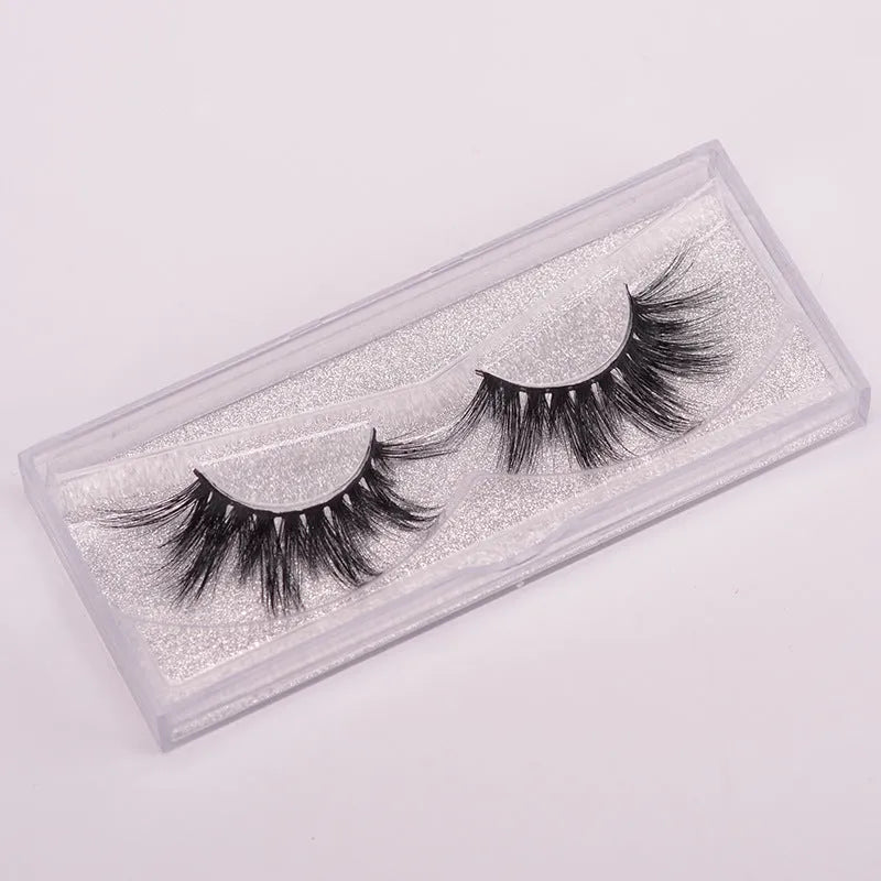5D Mink False Eyelashes 0 style set with double-headed brush and storage cap