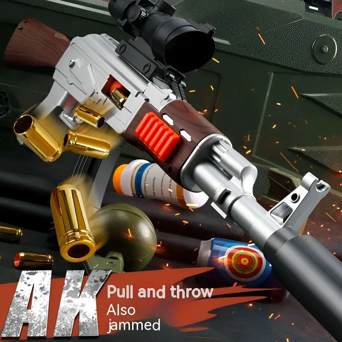 Children's plastic soft bullet gun toy in Silver with soft foam ammunition for safe play