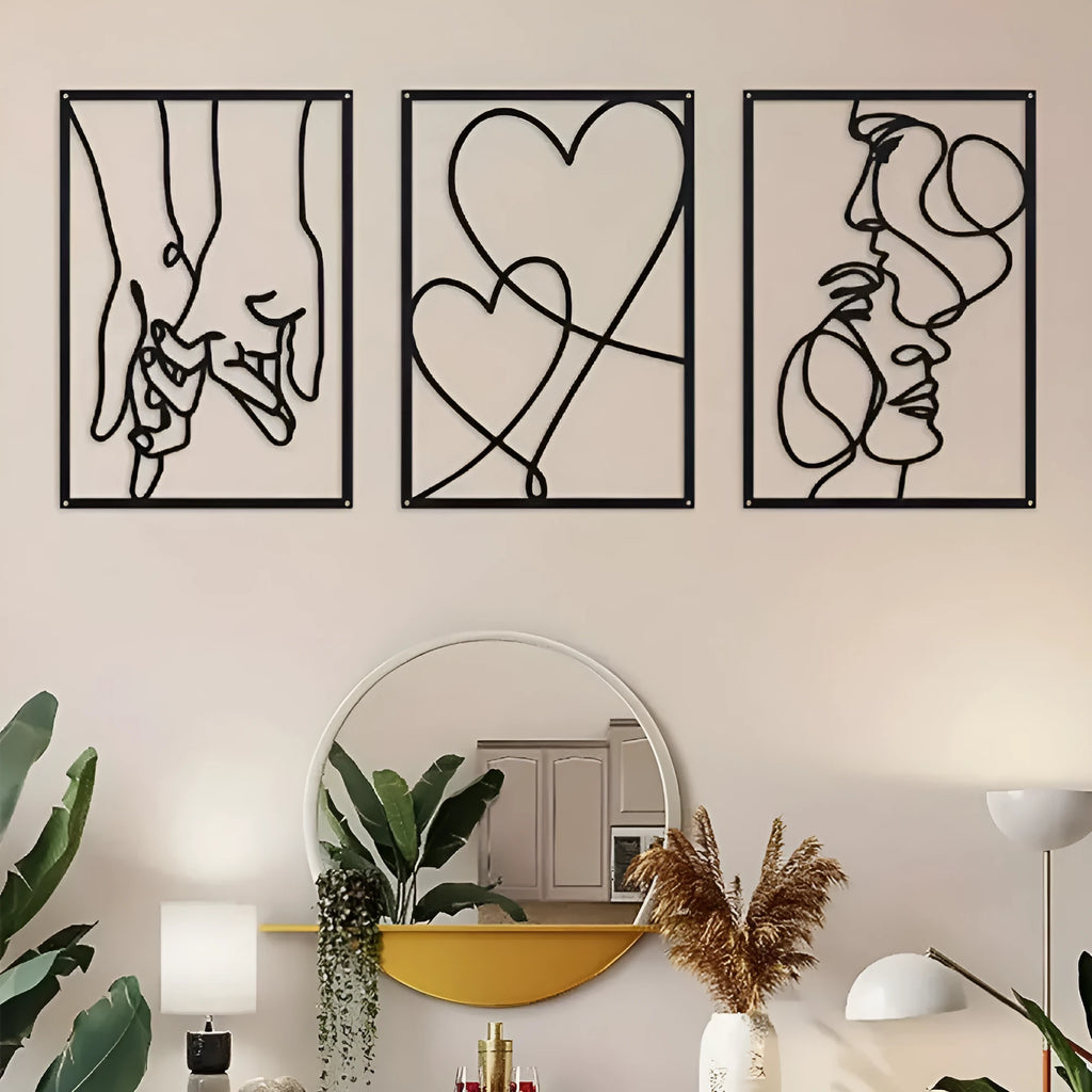 Modern simplicity iron wall decoration three-piece set for bedroom living room family home