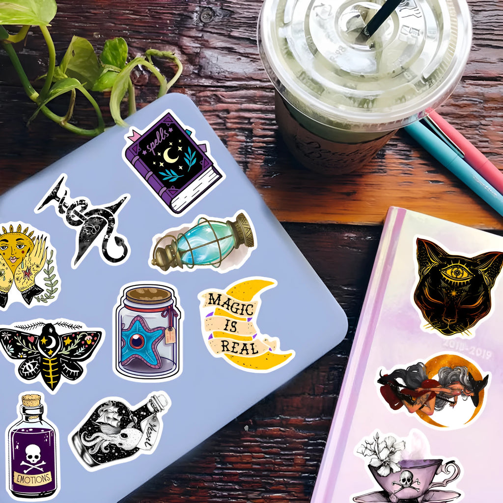 50-piece pack of waterproof PVC graffiti stickers for luggage and smooth surface application