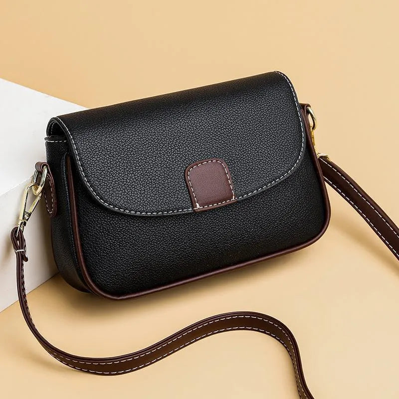 Flap shoulder bag for women in khaki, small square crossbody with adjustable strap