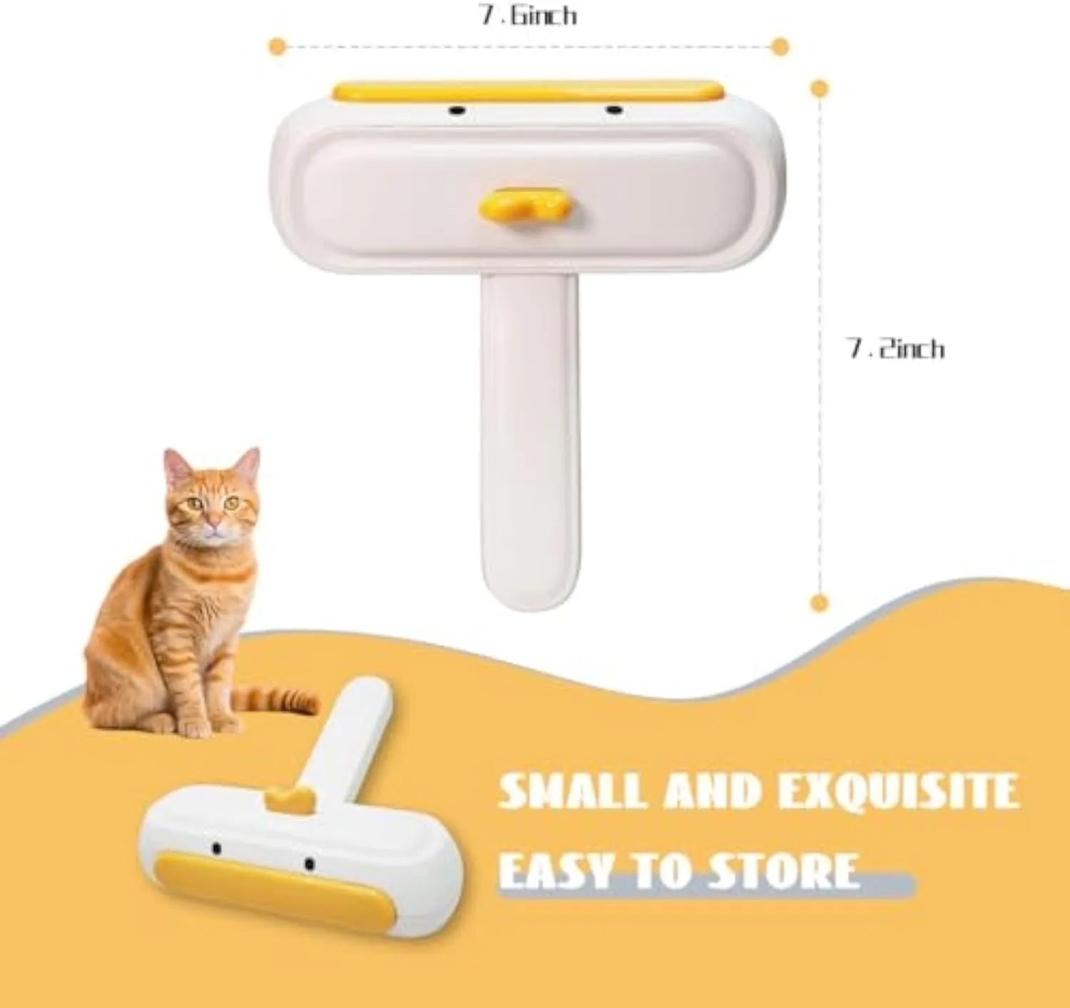 Portable yellow duck design pet hair remover tool with bristles for furniture and car seats.