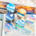 Japanese paper sky theme washi tape showing six colour variations including twilight and moonlight sky patterns