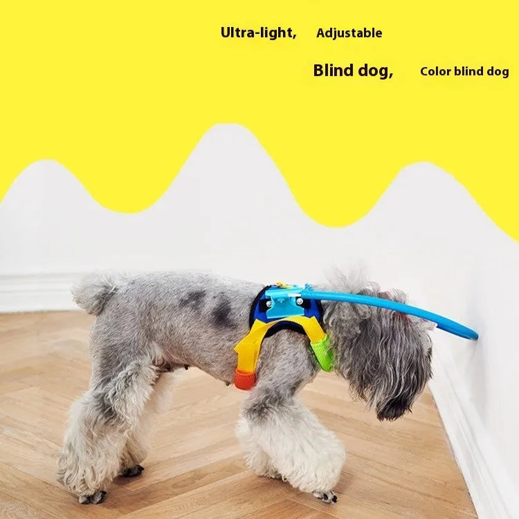Blue adjustable anti-collision ring or halo for dogs, shown in multiple sizes.