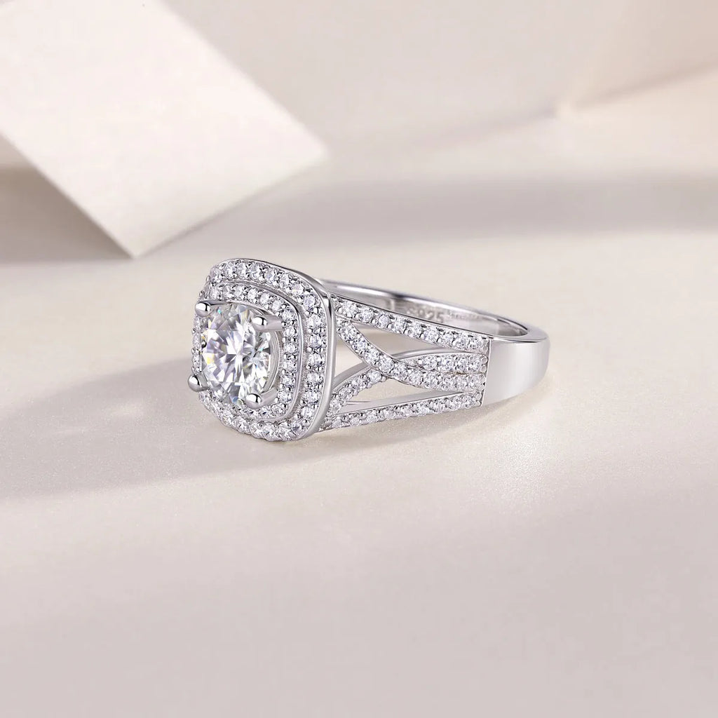 Supreme Charm moissanite wedding ring set 1 carat S925 silver platinum plated in gift box