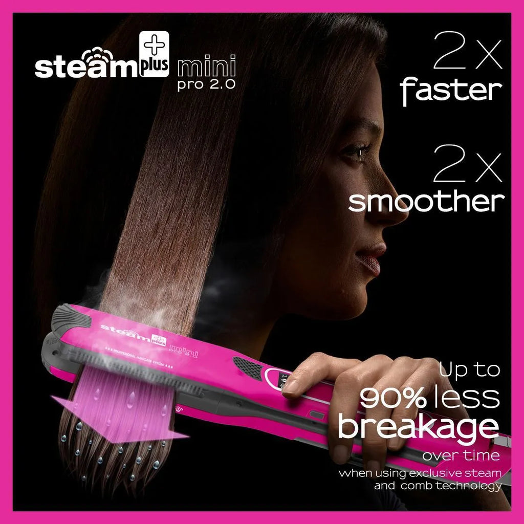 Mini steam splint spray hair straightener in champagne colour with curling function