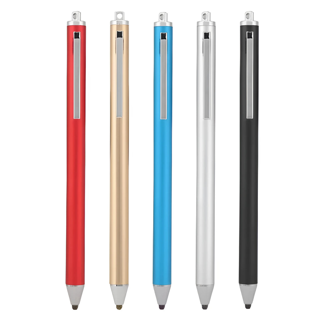 Fine head metal stylus pen for touchscreen phones and tablets in multiple colours.