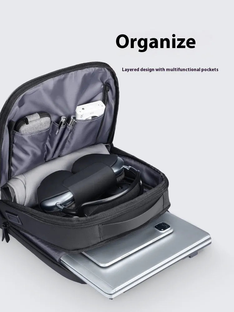 Graphite grey USB business backpack with charging port and below 20 litre capacity