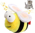 Yellow bee-shaped electronic cat toy with flannelette fabric and motion-activated squeaking