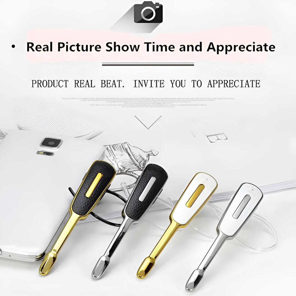 Leather pattern single-sided mono Bluetooth headset in Black Silver with call and NFC functions