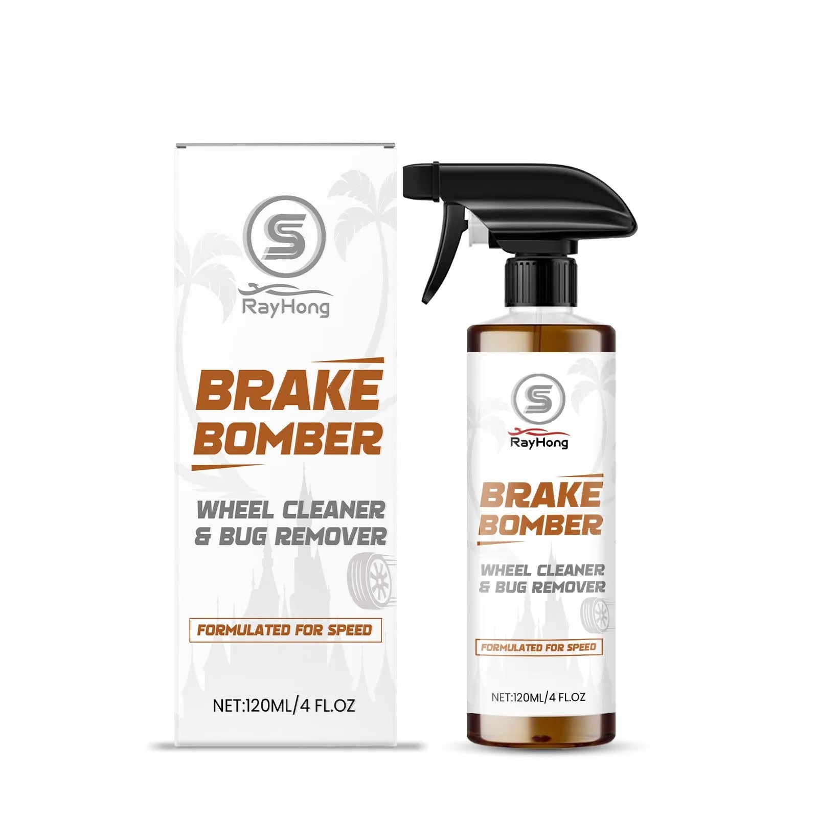 120ml car wheel cleaner bottle with surfactant formula for brake dust removal