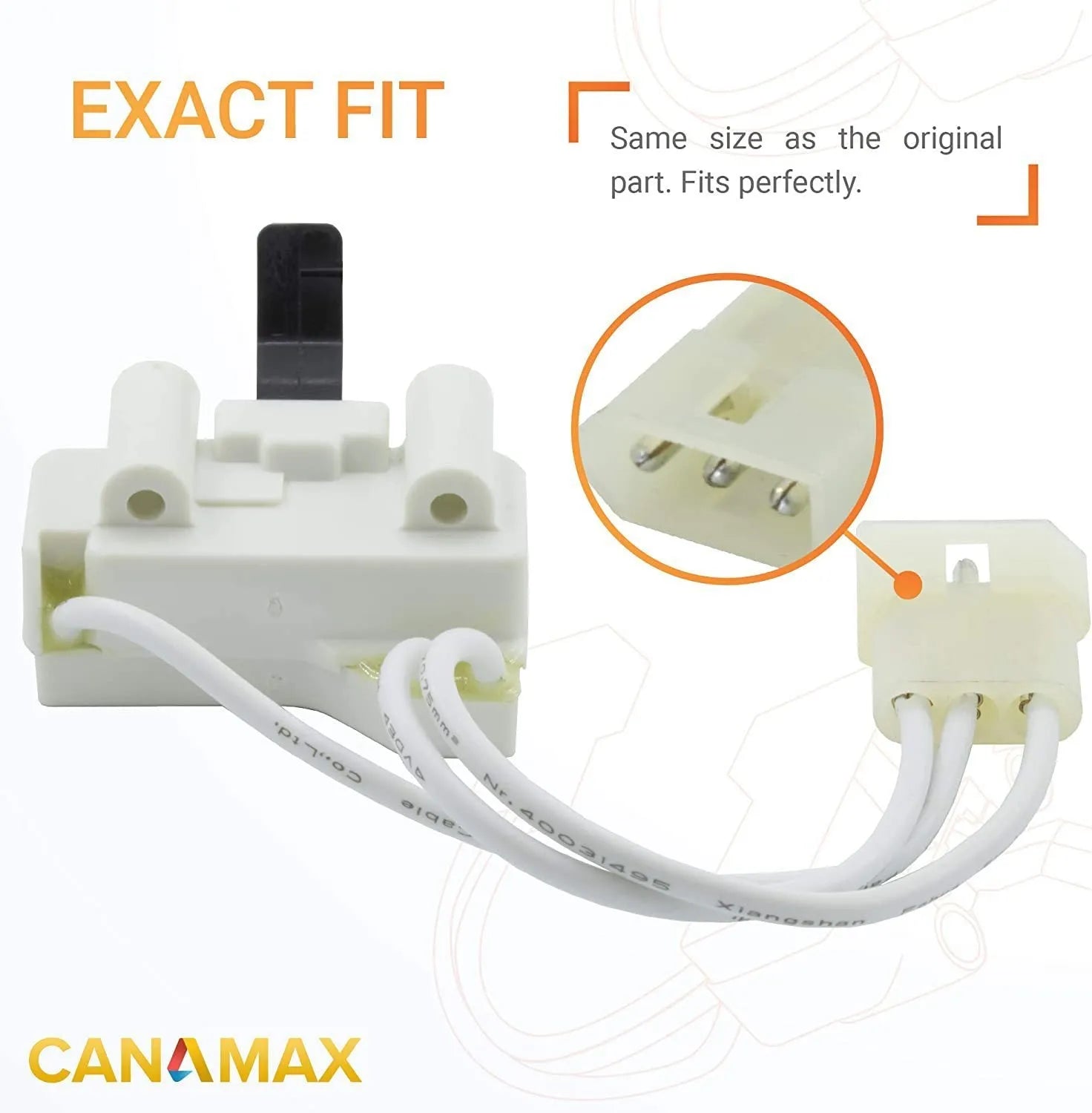 White washing machine door switch replacement part 3406107