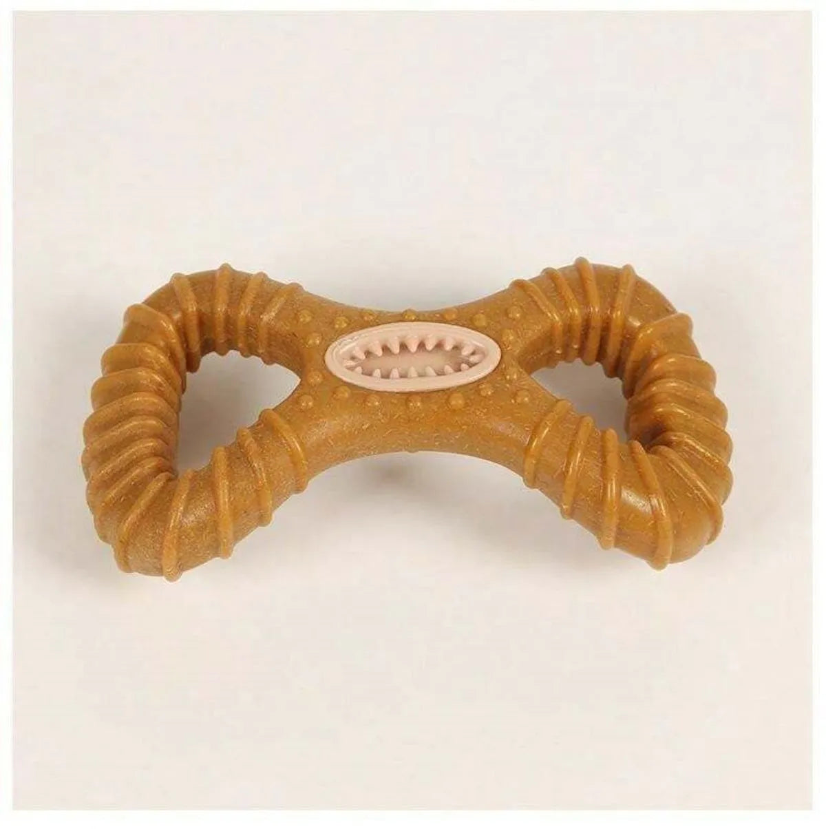 Durable rubber dog chew bone toy in Y-shape and 8-shape designs for teeth cleaning.