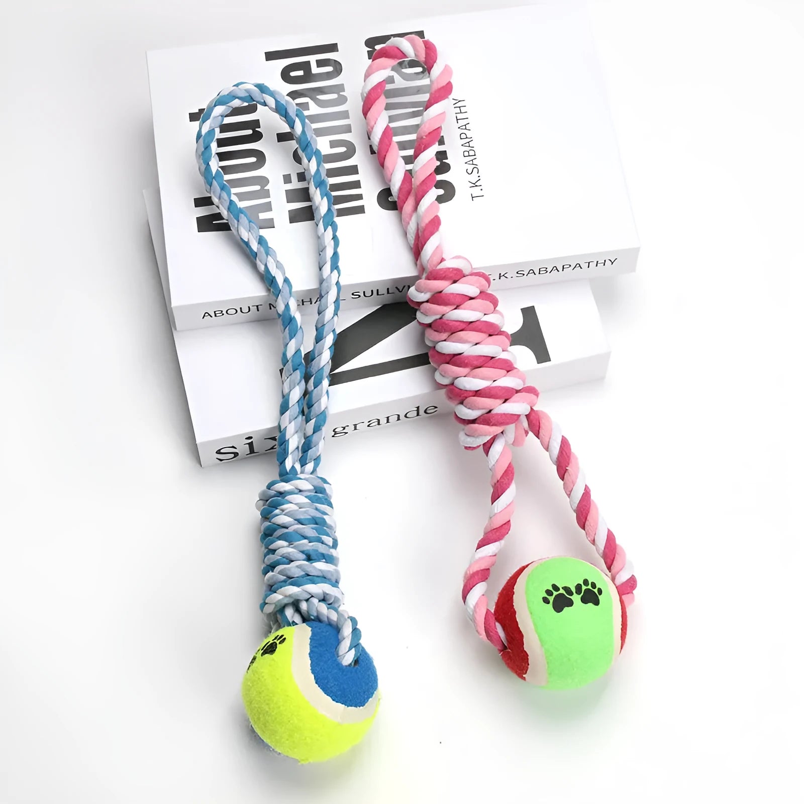 38cm red and white cotton string dog toy with ventilation holes for medium large breeds