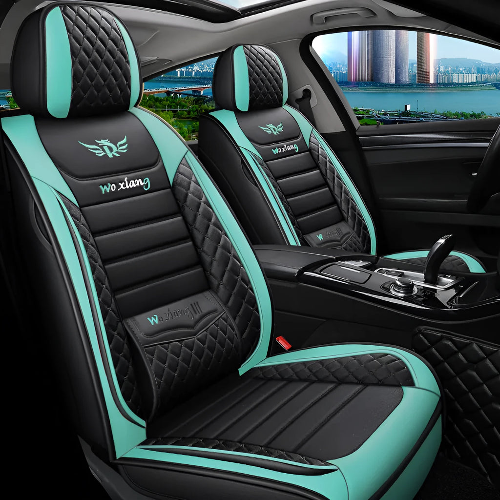 Universal high-elastic sponge filled leather car seat cushion in red on a car seat.